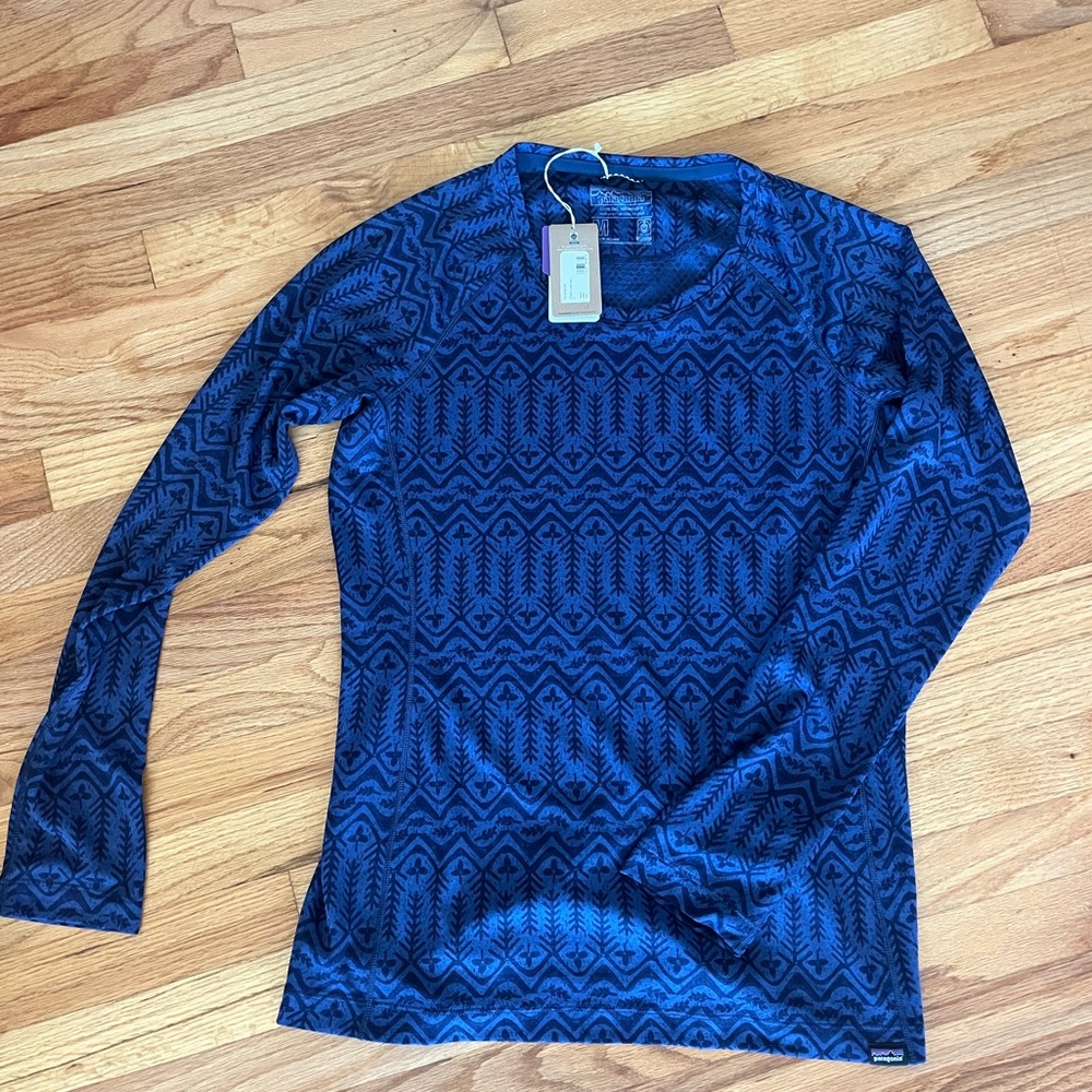 Patagonia Blue Printed Capilene Midweight Crewneck